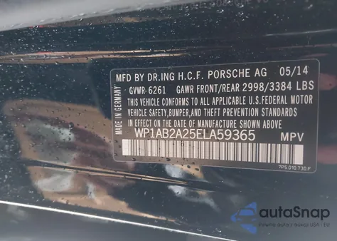 2014 Porsche Cayenne S z USA, uszkodzony, nr VIN WP1AB2A25ELA59365